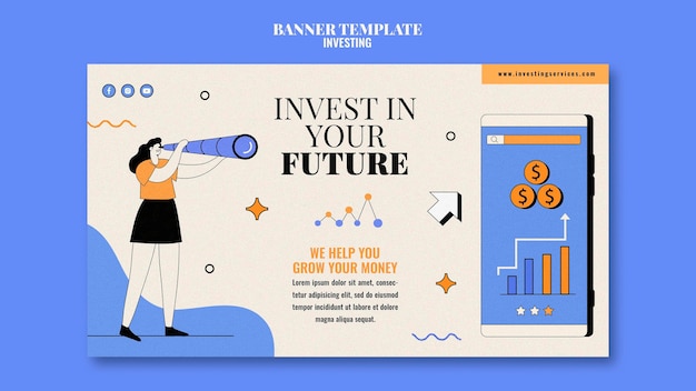 Free PSD investment banner template illustrated