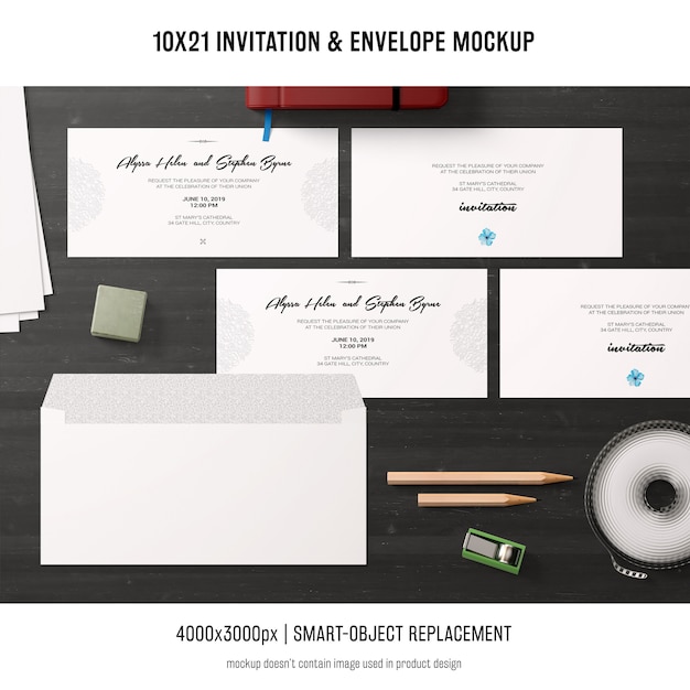 Free PSD  invitation and envelope mockup