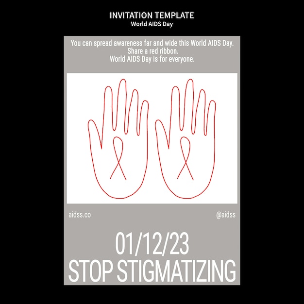 Free PSD invitation template for world aids day awareness