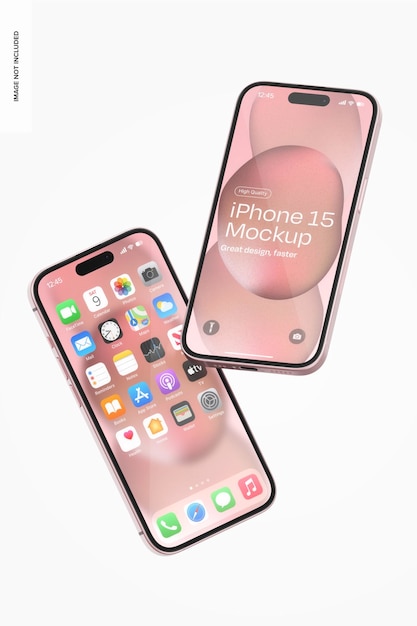 Free PSD iphone 15 mockup perspective