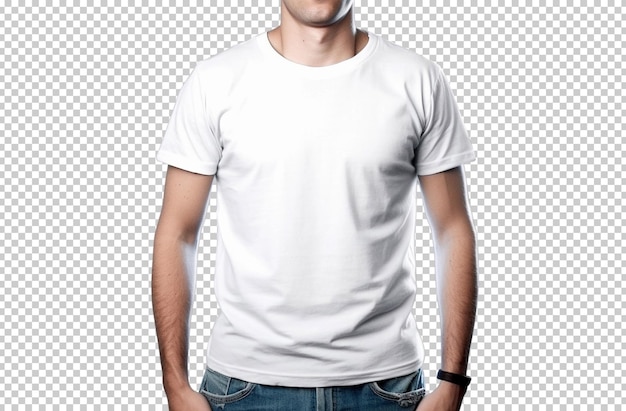 Free PSD isolated front model wearing white tshirt