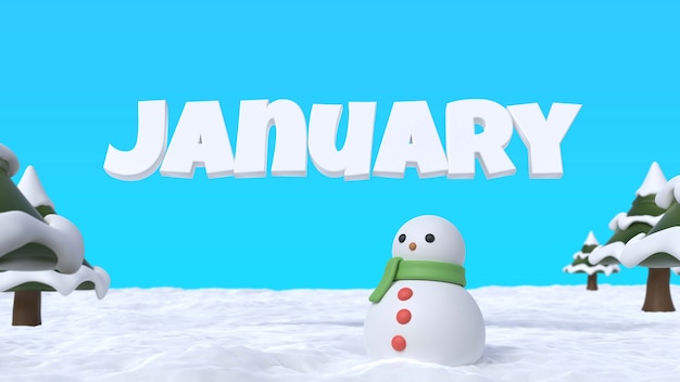 Free PSD january season with snowman