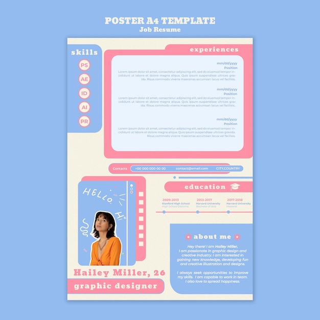 Free PSD job resume template design