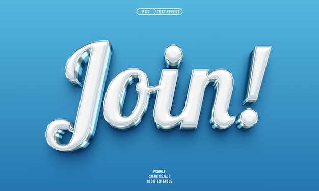 Free PSD join 3d editable text effect
