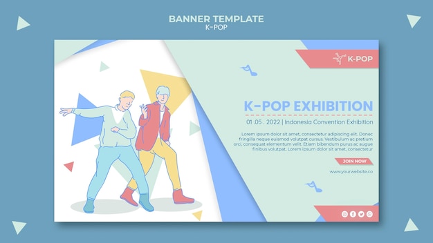 Free PSD k-pop horizontal banner template illustrated