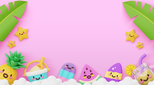 Free PSD kawaii summer background