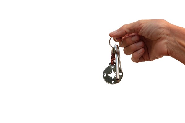 Free PSD keys held in hand isolated