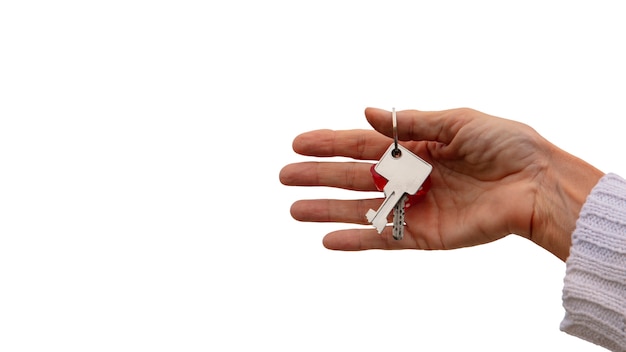 Free PSD keys held in hand isolated