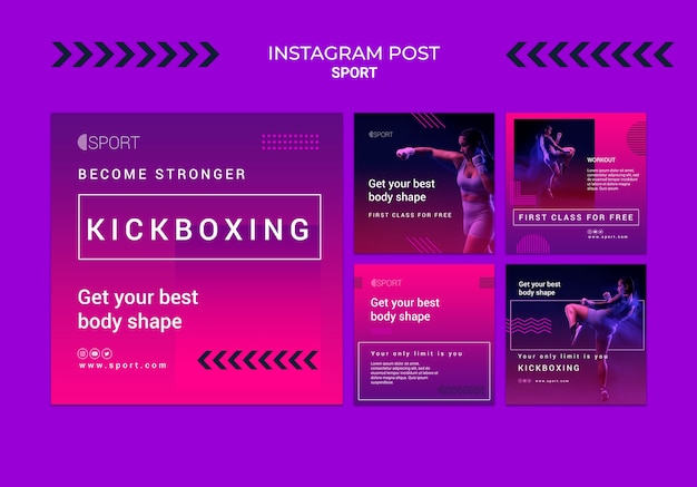 Free PSD kickboxing training instagram posts collection