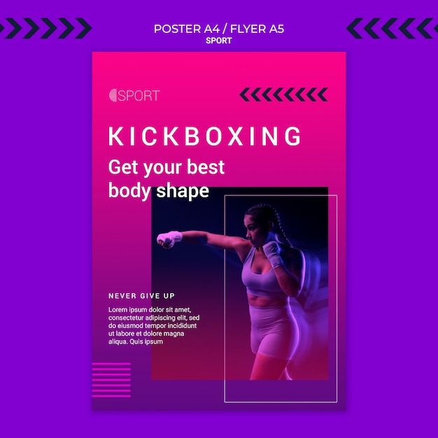 Kickboxing training vertical poster template