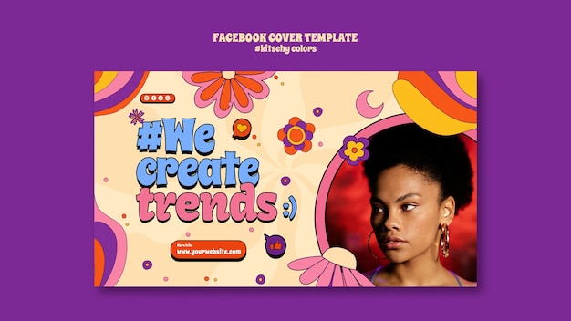 Free PSD kitschy colors style facebook cover