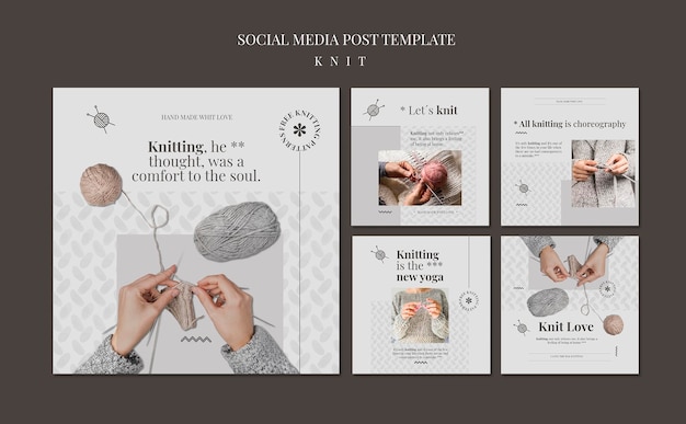 Free PSD knit concept social media post template