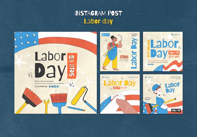 Free PSD labor day celebration instagram posts