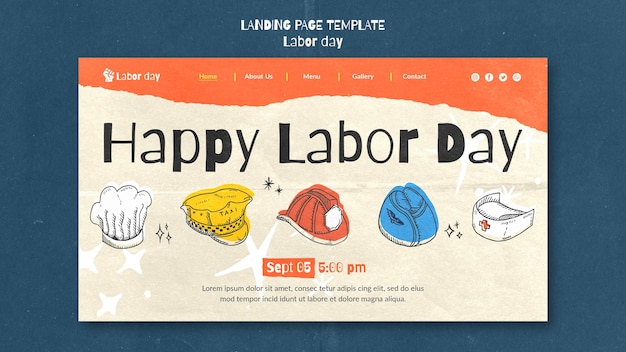 Free PSD labor day celebration landing page template