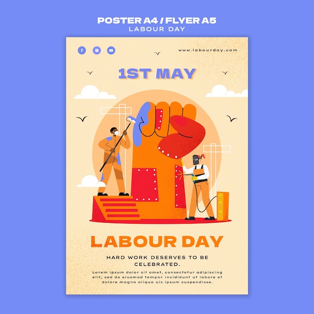 Free PSD labor day poster template design