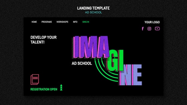 Free PSD landing page ad school template