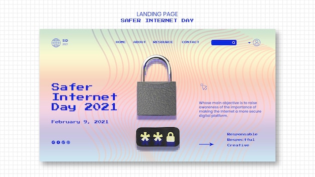 Free PSD landing page for internet safer day awareness