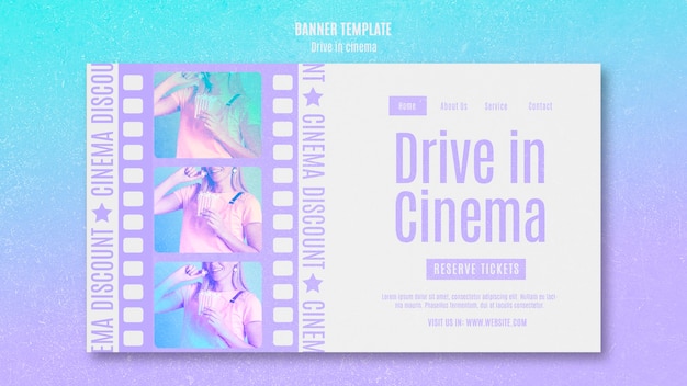 Free PSD landing page template for drive-in cinema experience