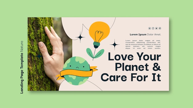 Free PSD landing page template for environmental conservation