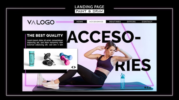 Landing page template for fitness training