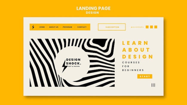 Free PSD landing page template for graphic design courses