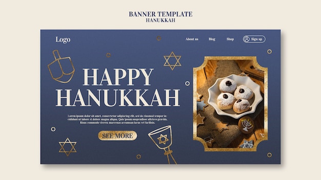 Free PSD landing page template for hanukkah jewish celebration