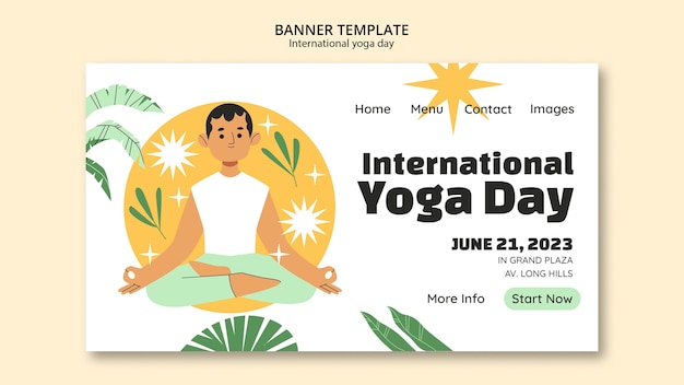 Free PSD landing page template for international yoga day celebration