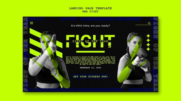 Landing page template for mma box fighting