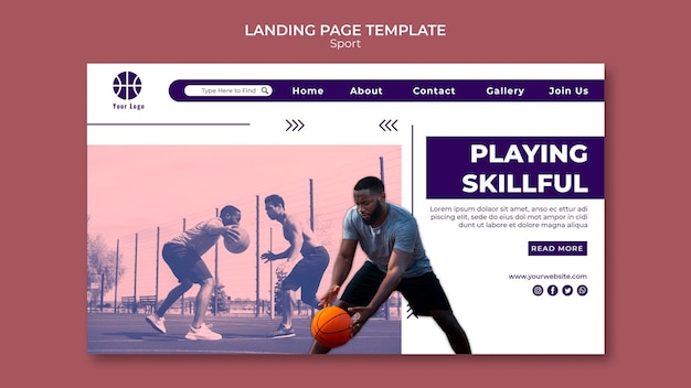 Free PSD landing page template for playing basketball