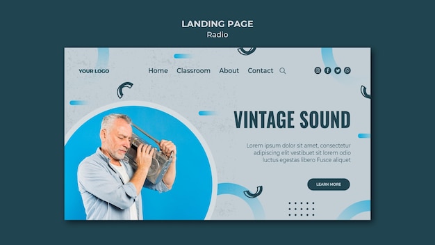 Free PSD landing page template for radio transmission