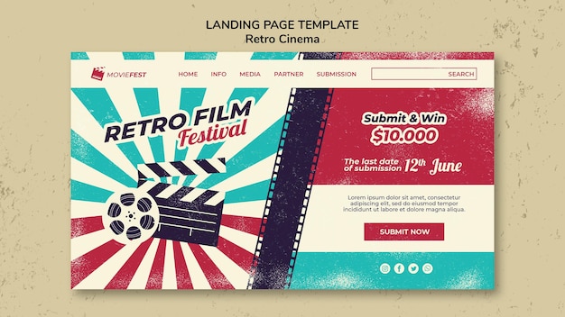 Free PSD landing page template for retro cinema