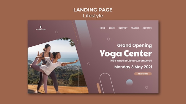 Free PSD landing page template for yoga practice and exercise