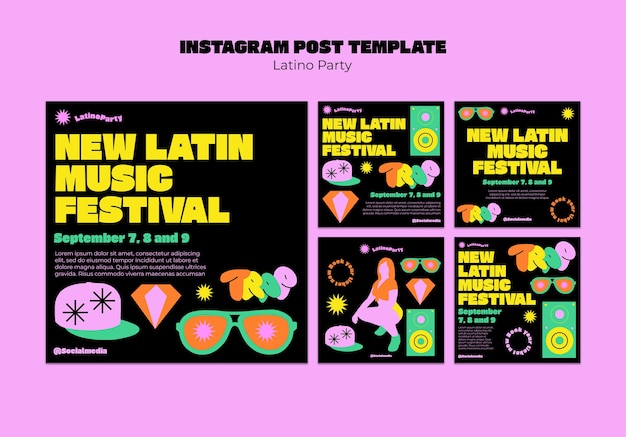 Free PSD latino party template design