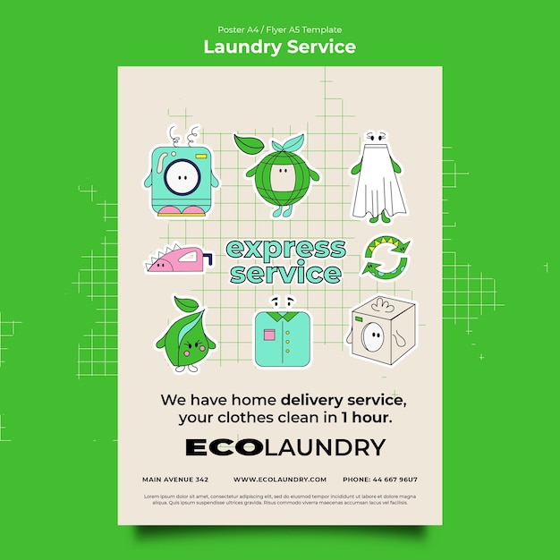 Free PSD laundry service template design