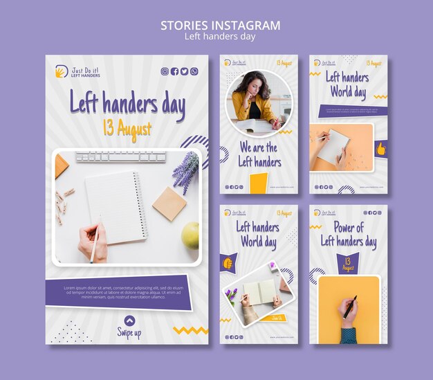 Free PSD left handers day instagram stories