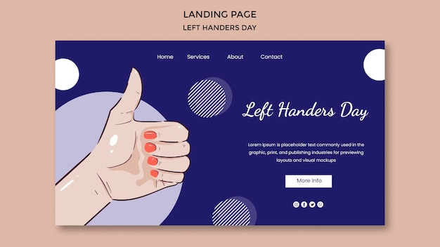 Free PSD left handers day landing page template