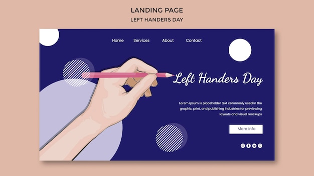 Free PSD left handers day landing page template