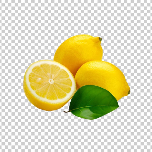 Free PSD lemon and lemon slices isolated on a transparent background