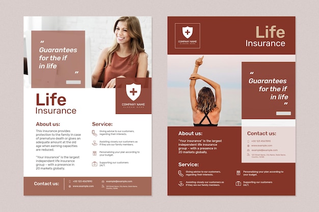 Free PSD life insurance template psd with editable text set