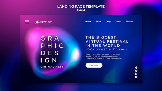 Free PSD liquid landing page