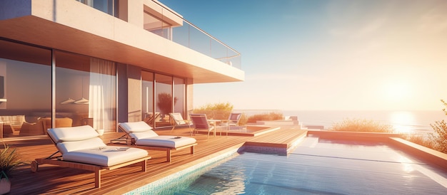 Free PSD luxury beach house generative ai