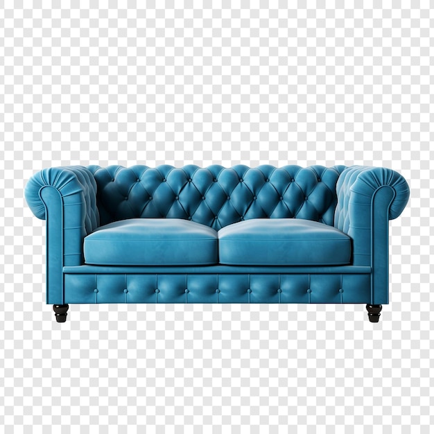 Free PSD luxury blue comfort sofa png isolated on transparent background