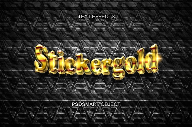 Free PSD luxury sticker gold 3d text style mockup