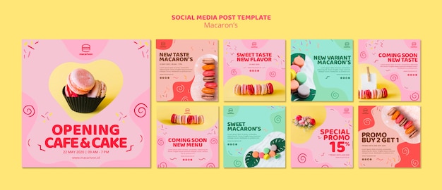 Free PSD macarons social media post template