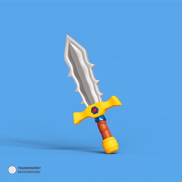 Free PSD magical sword game asset icon isolated 3d render illustration