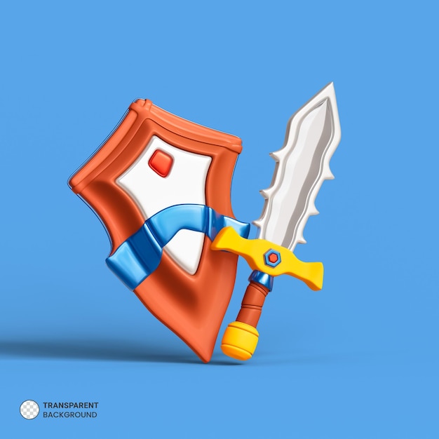 Free PSD magical sword game asset icon isolated 3d render illustration