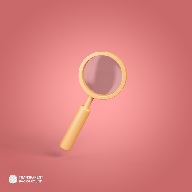 Free PSD magnifying glass icon isolated 3d render illustration