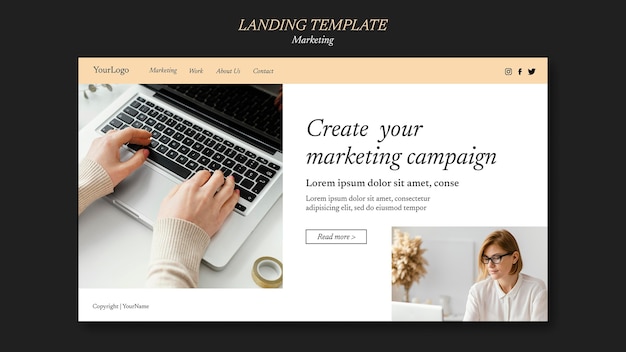 Free PSD marketing campaign landing page template