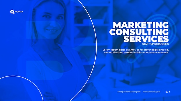 Free PSD marketing content with business woman