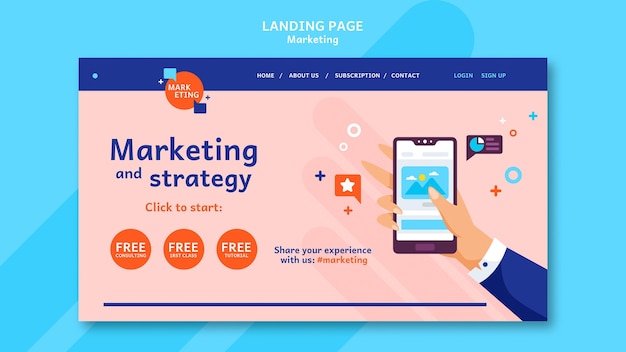 Free PSD marketing landing page template with photo